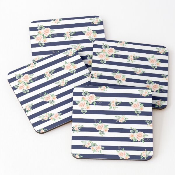 Item preview, Professional Mask Pattern: Navy Stripes with flowers designed and sold by Regan Crowley.