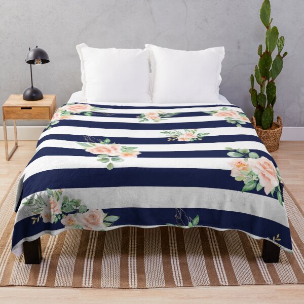 Item preview, Professional Mask Pattern: Navy Stripes with flowers designed and sold by Regan Crowley.