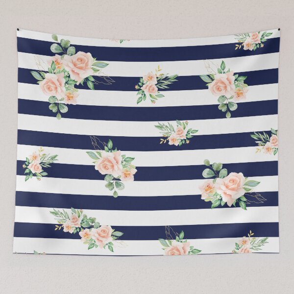 Item preview, Professional Mask Pattern: Navy Stripes with flowers designed and sold by Regan Crowley.