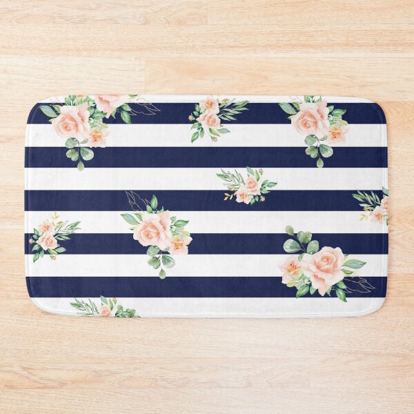 Item preview, Professional Mask Pattern: Navy Stripes with flowers designed and sold by Regan Crowley.