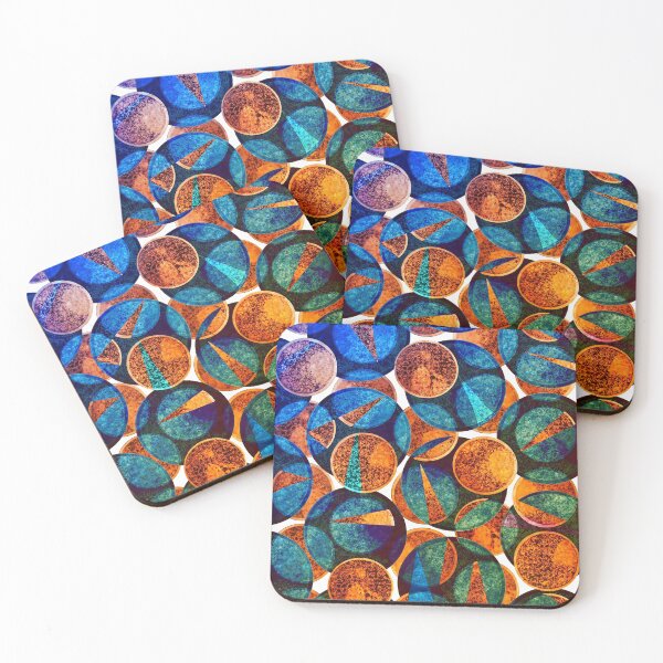 Item preview, Modern Retro Circle Slice Geometric Blue Orange Green designed and sold by jocelynsart.