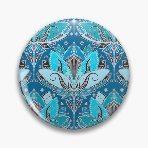 Item preview, Art Deco Lotus Rising - black, teal & turquoise pattern designed and sold by micklyn.