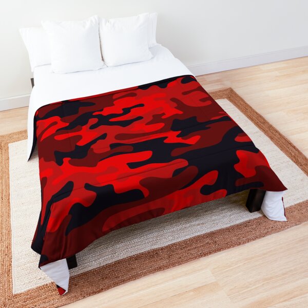 Red and Black Camouflage Pattern Comforter