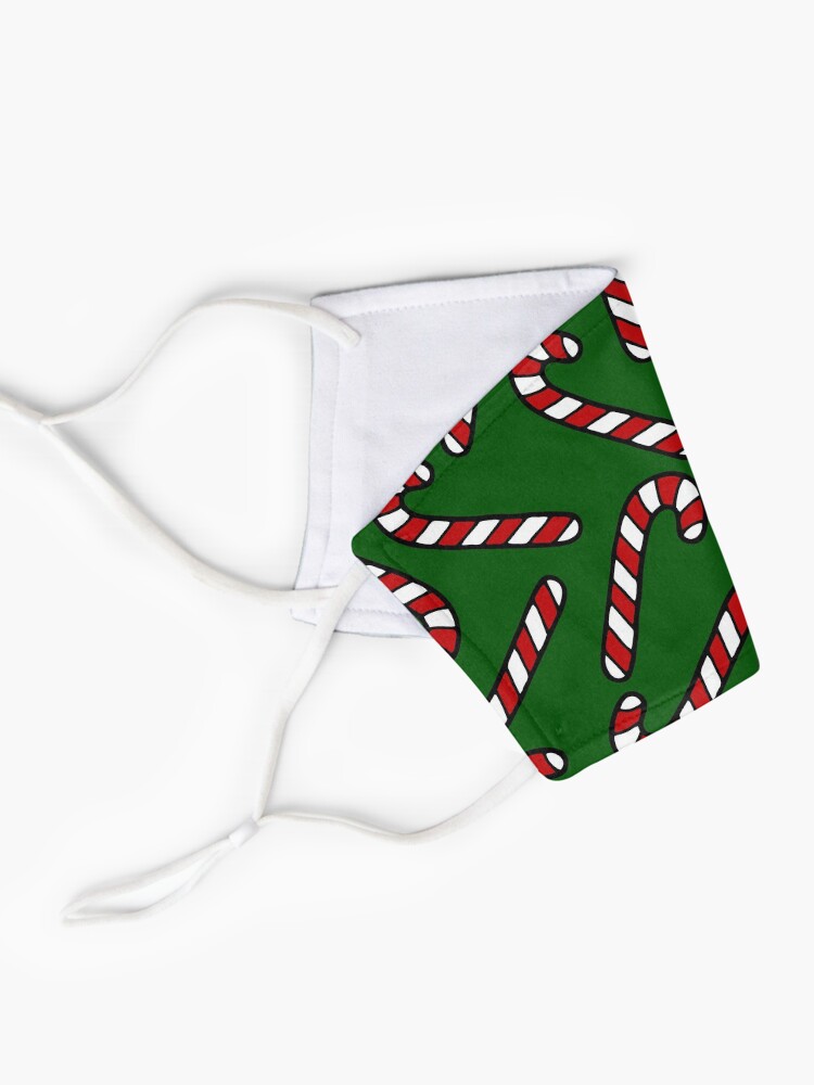 Alternate view of Candy Cane Pattern Dark Green Mask