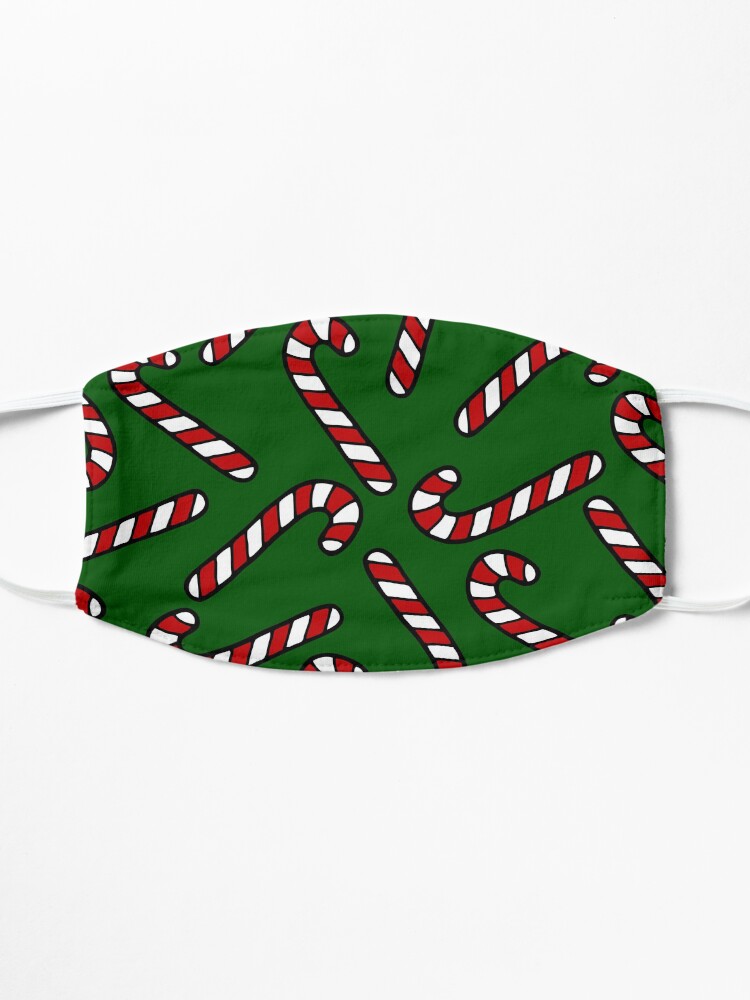 Alternate view of Candy Cane Pattern Dark Green Mask