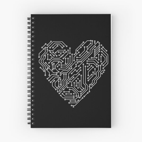 Item preview, Black and white printed circuit board microchip heart designed and sold by natalyon.