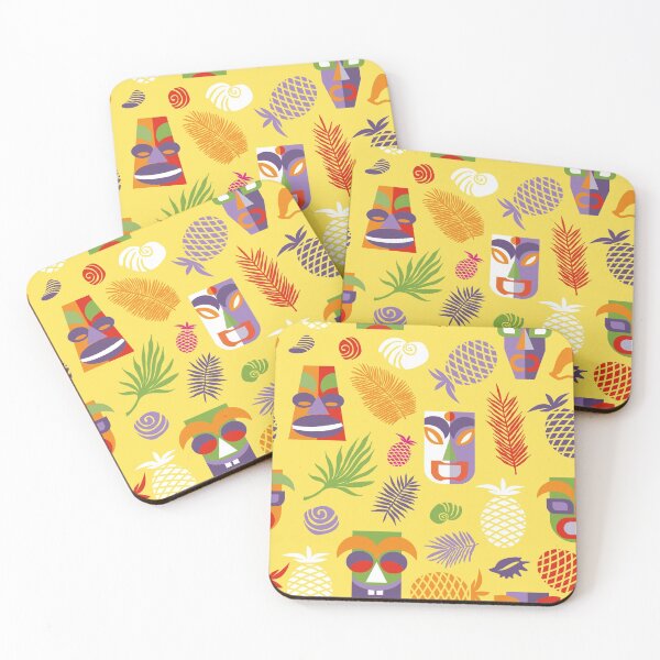 Item preview, Tiki masks yellow seamless pattern designed and sold by colorofmagic.