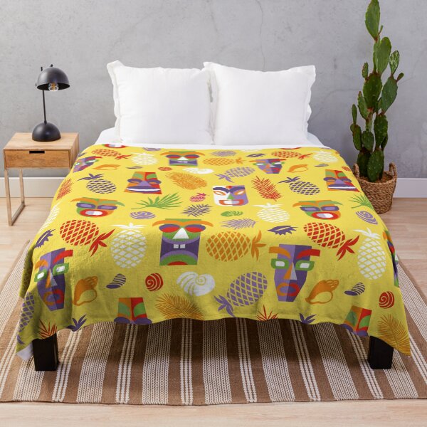 Item preview, Tiki masks yellow seamless pattern designed and sold by colorofmagic.