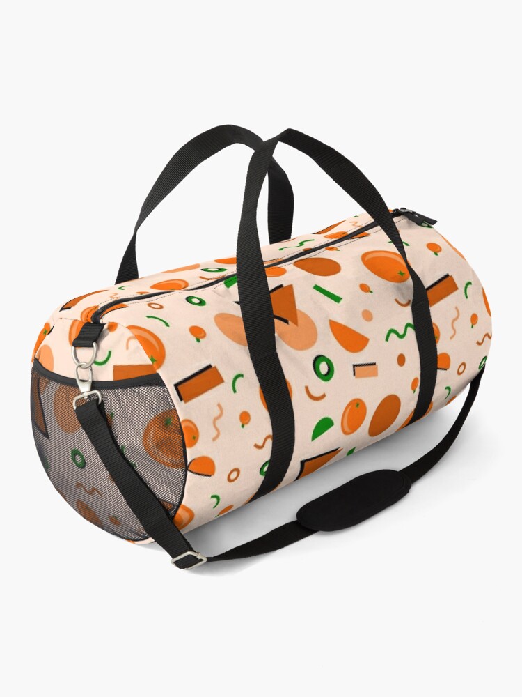 Discover 80s Style Orange Fruit Pattern Duffel Bag