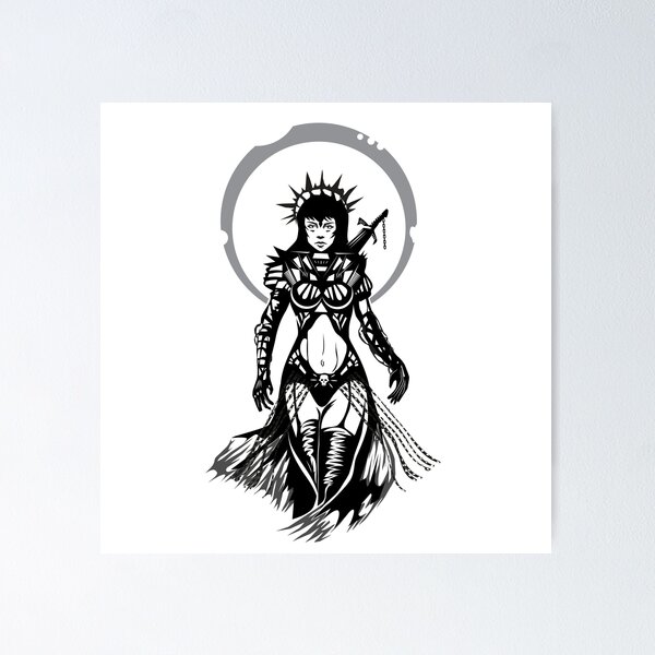 Artikelvorschau, Priesterin Krieger Fantasie Silhouette Illustration entworfen und verkauft von Maks08.