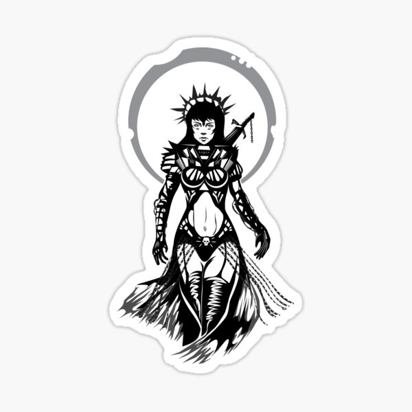 Artikelvorschau, Priesterin Krieger Fantasie Silhouette Illustration entworfen und verkauft von Maks08.
