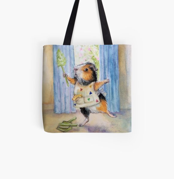 Private Commission: Dancing, Cleaning Guinea Pig All Over Print Tote Bag