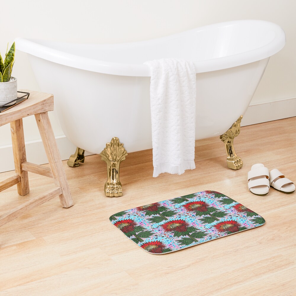 "Funky Flower" Bath Mat by Pjohnstonesart Redbubble