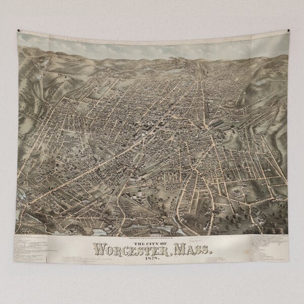 Item preview, Vintage Map of Worcester MA (1878) designed and sold by BravuraMedia.