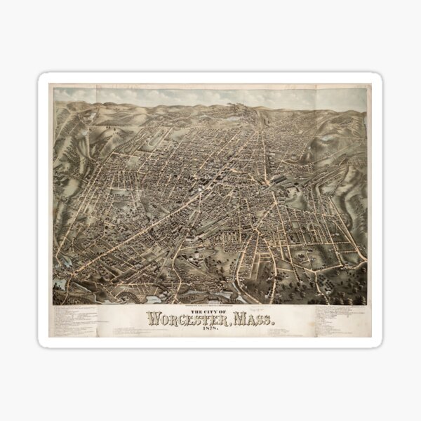 Item preview, Vintage Map of Worcester MA (1878) designed and sold by BravuraMedia.