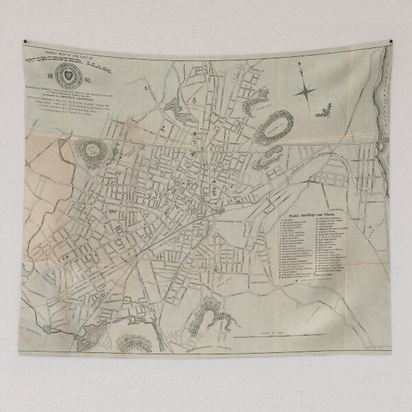 Item preview, Vintage Map of Worcester MA (1891) designed and sold by BravuraMedia.