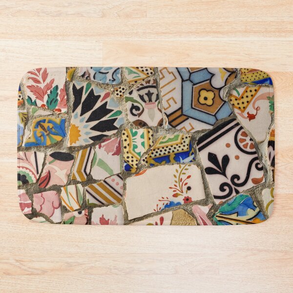 Item preview, Gaudi Tile Barcelona Architecture Building white and blue mosaic designed and sold by BlankaDesigns.