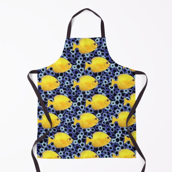 Item preview, Tropical Yellow Fish Indigo Coral Reef Pattern designed and sold by Michelebuttons.