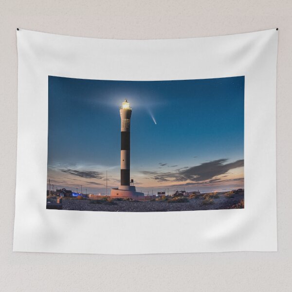 Item preview, Dungeness Lighthouse Comet Neowise at night designed and sold by rogerstanger.