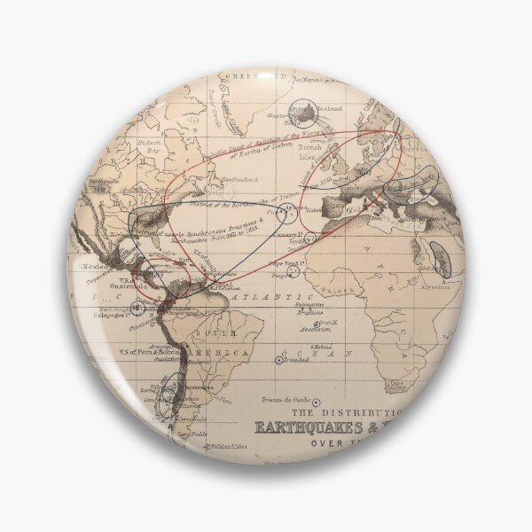 Item preview, Vintage World Volcanoes, Earthquakes and Tsunamis Map (1852) designed and sold by BravuraMedia.
