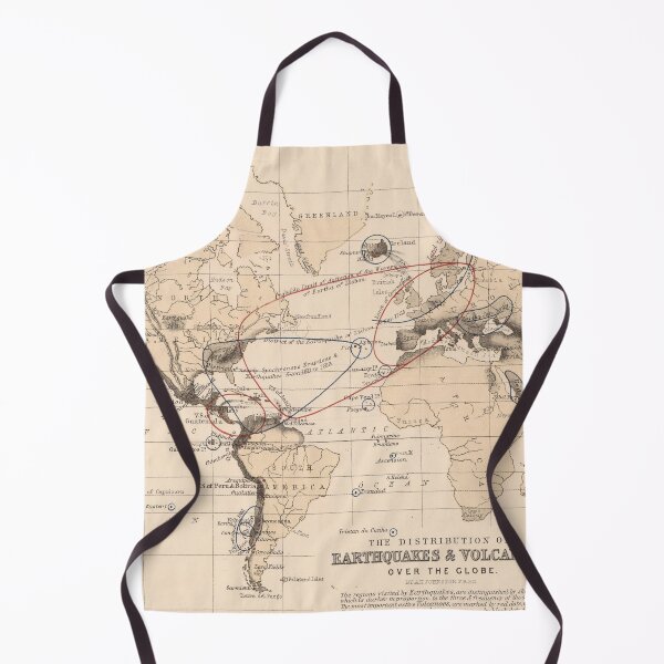 Item preview, Vintage World Volcanoes, Earthquakes and Tsunamis Map (1852) designed and sold by BravuraMedia.