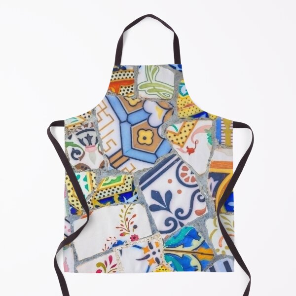 Item preview, Gaudi Tile Barcelona Architecture Building white and yellow mosaic designed and sold by BlankaDesigns.