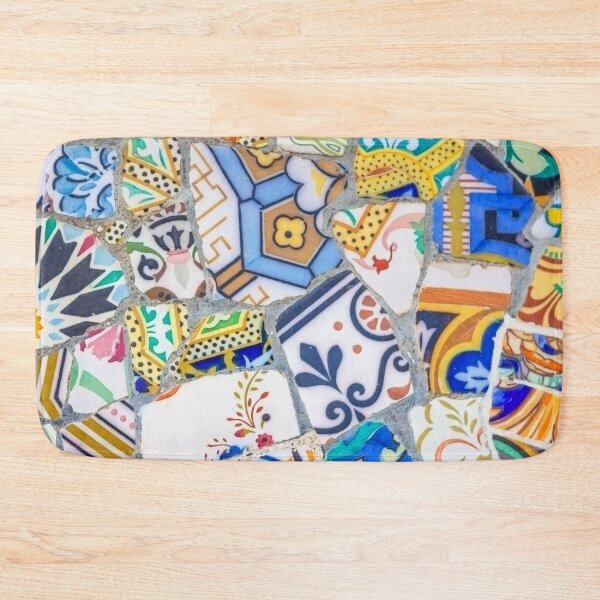 Item preview, Gaudi Tile Barcelona Architecture Building white and yellow mosaic designed and sold by BlankaDesigns.