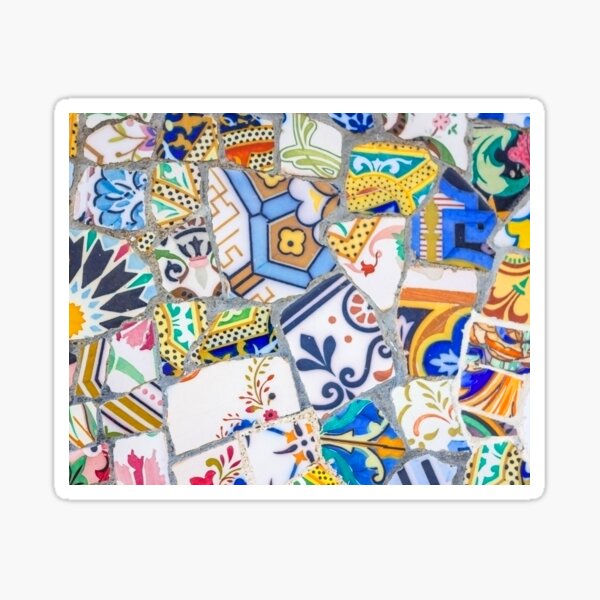 Item preview, Gaudi Tile Barcelona Architecture Building white and yellow mosaic designed and sold by BlankaDesigns.