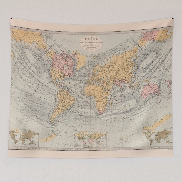 Item preview, Vintage Map of the World (1871) designed and sold by BravuraMedia.