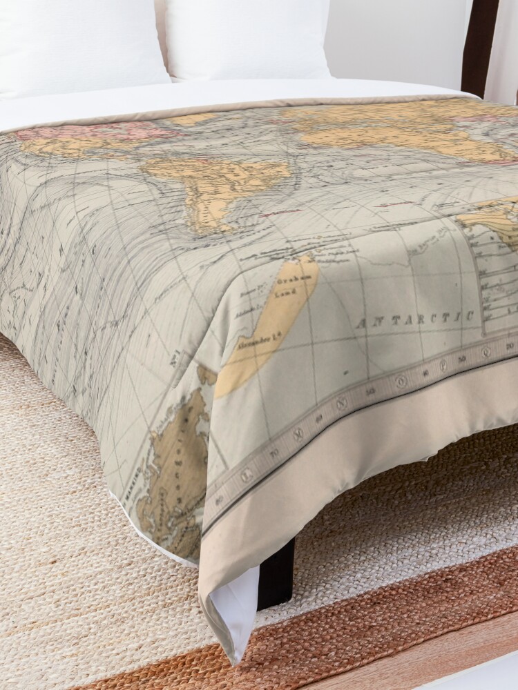 Alternate view of Vintage Map of the World (1871) Comforter