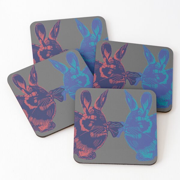 Item preview, Two rabbits drawing on the dark grey background designed and sold by korasi.