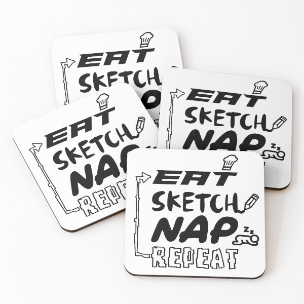 Item preview, Eat, Sketch, Nap, Repeat - Black designed and sold by glowducky5.
