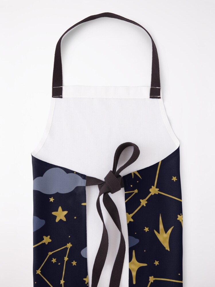 Alternate view of Celestial Stars and Moons in Gold and Dark Blue Apron