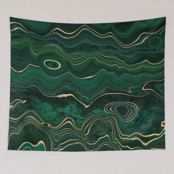 Item preview, Faux Malachite Marble Texture With Gold Veins designed and sold by MysticMarble.