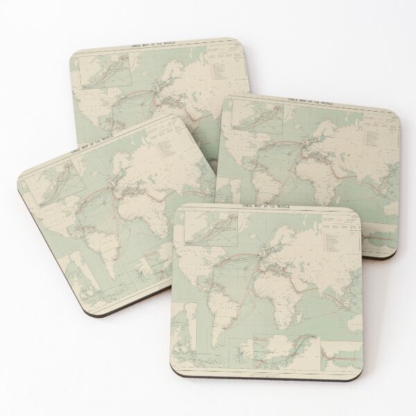 Item preview, Vintage World Telegraph Map (1910s) designed and sold by BravuraMedia.