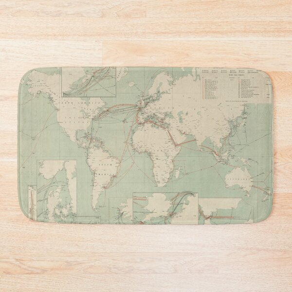 Item preview, Vintage World Telegraph Map (1910s) designed and sold by BravuraMedia.