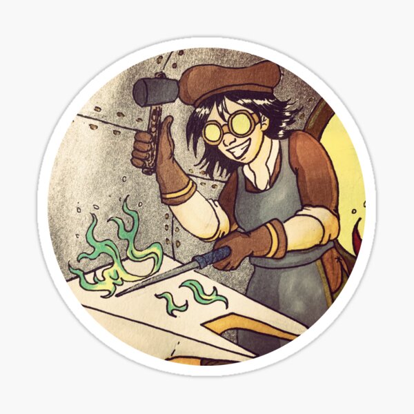The Wand Maker: a Steampunk Witch Sticker
