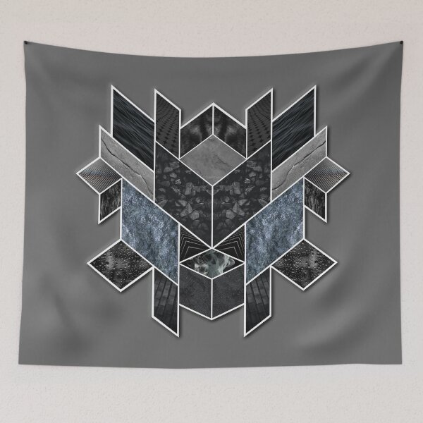 Item preview, Black geometric collage with grey background designed and sold by CiniArt.
