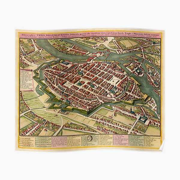 Map of Poland Wroclaw Poland Poland Map Wroclaw Poland Art Wroclaw Poster 1935 Old Map of Wroclaw