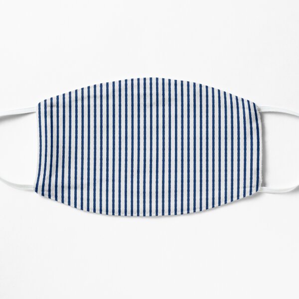 Dark Blue and White Stripe Pattern Blue Mask