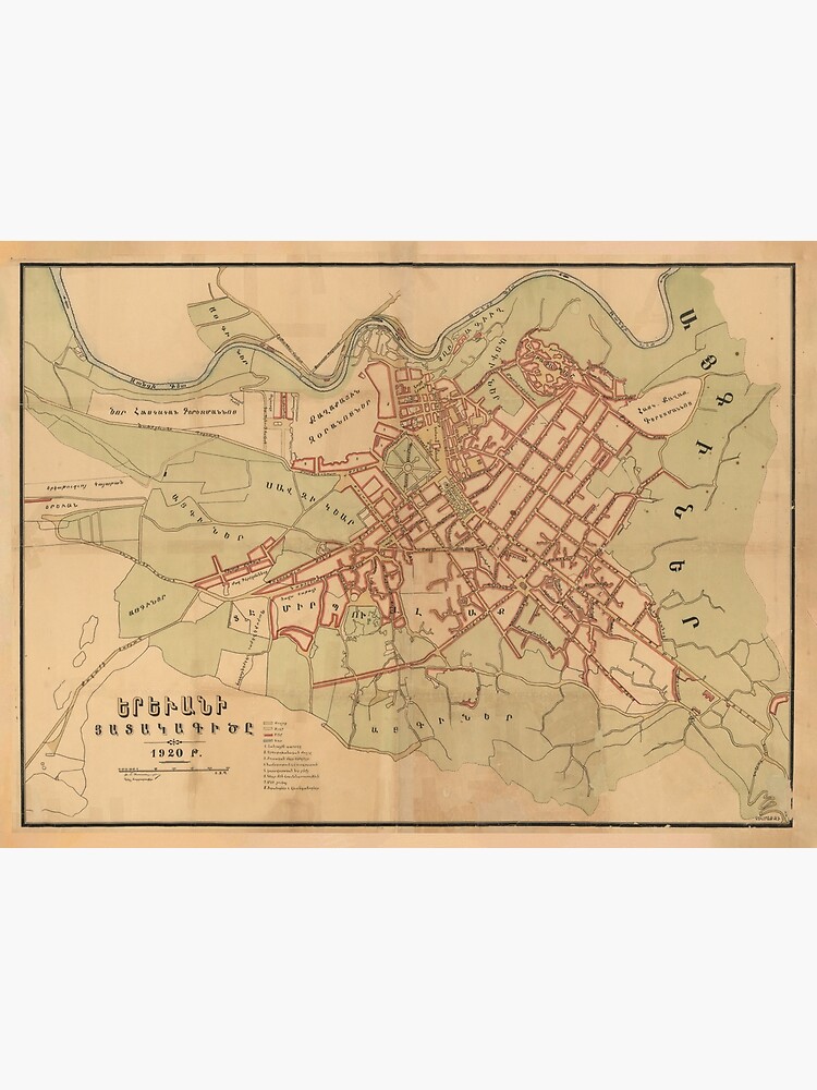 "Vintage Map of Yerevan Armenia (1920)" Poster for Sale by BravuraMedia
