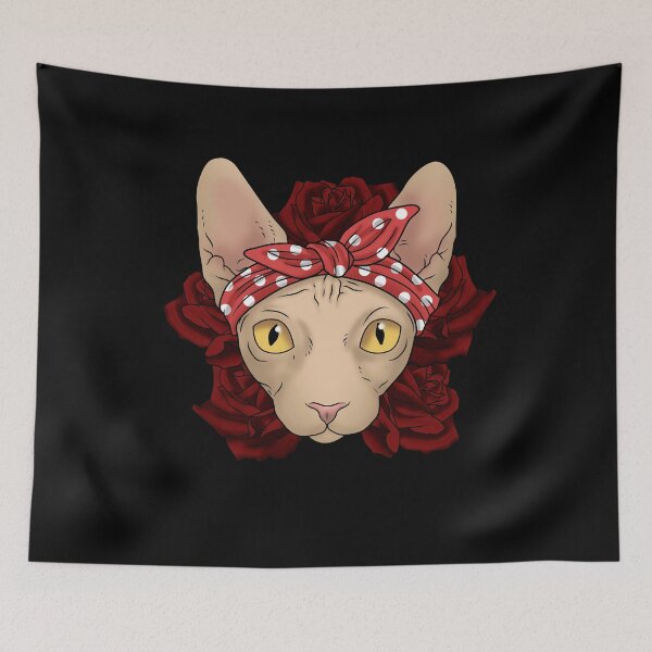 Item preview, Sphynx Cat Sticker Roses Sphynx Cat Gift Women Sphynx Cat designed and sold by DSWShirts.