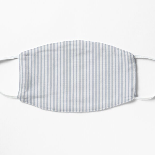 Pale Blue and White Striped Pattern Flat Mask