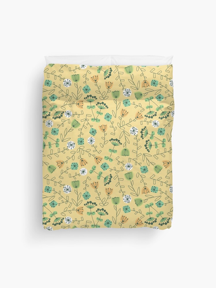 Thumbnail 1 of 2, Duvet Cover, Mid Century Meadow Sunshine Yellow designed and sold by AngieHursh.