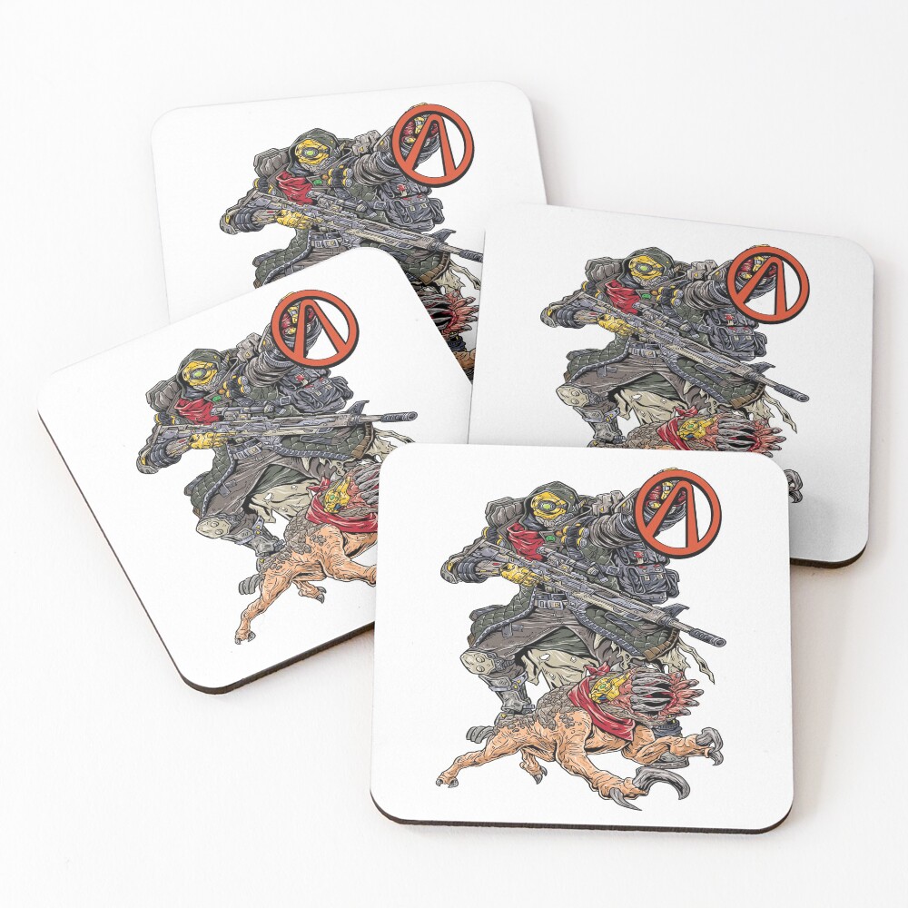 FL4K The Beastmaster With Guard Skag Vault Symbol Borderlands 3 Rakk Attack! Coasters (Set of 4)