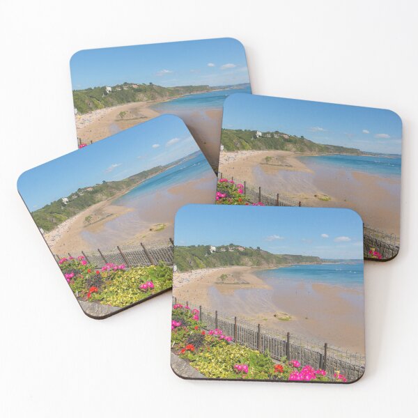 Item preview, Tenby Beach Wales con coloridas flores designed and sold by acceleratorhams.