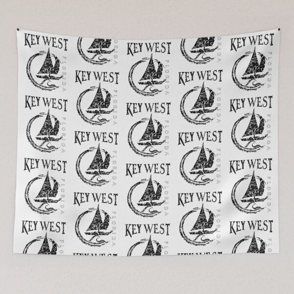 Item preview, Key West Florida Sailboat Big Wave, Black Distressed, Florida Keys Beach designed and sold by ArtByBollwitt.