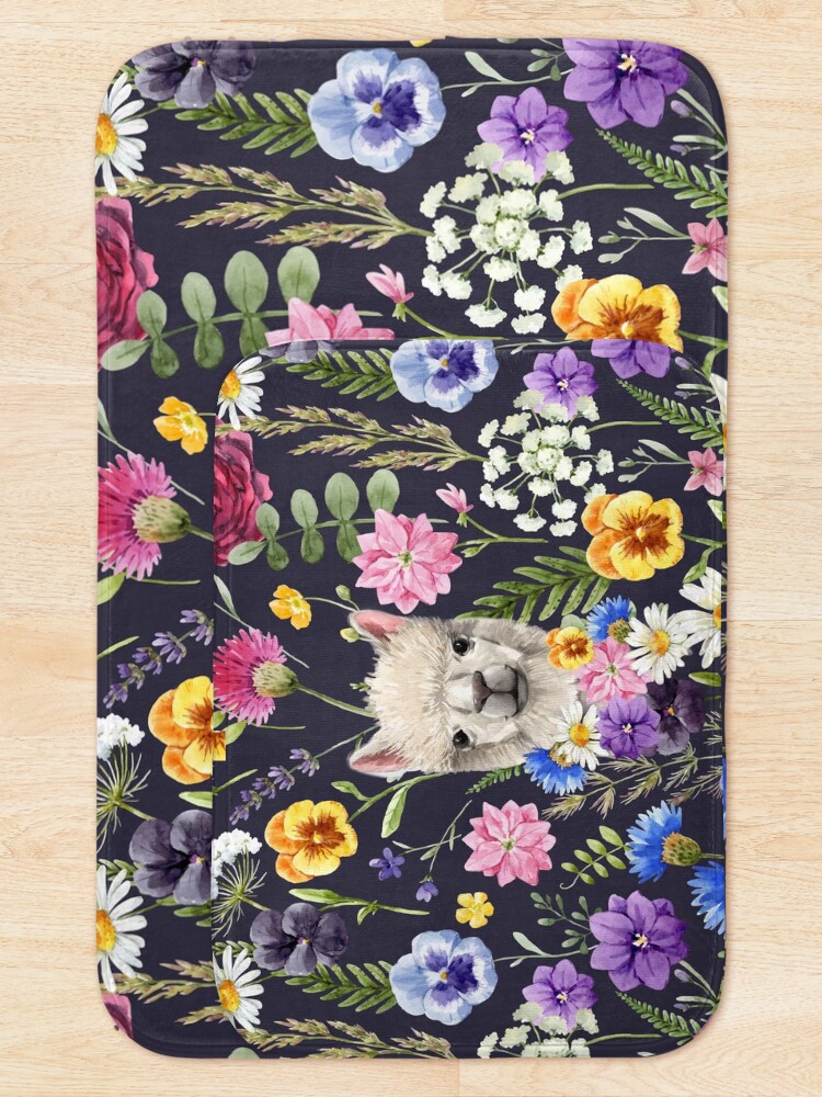 Thumbnail 5 of 6, Bath Mat, Wildflower Alpaca designed and sold by MeganSteer.