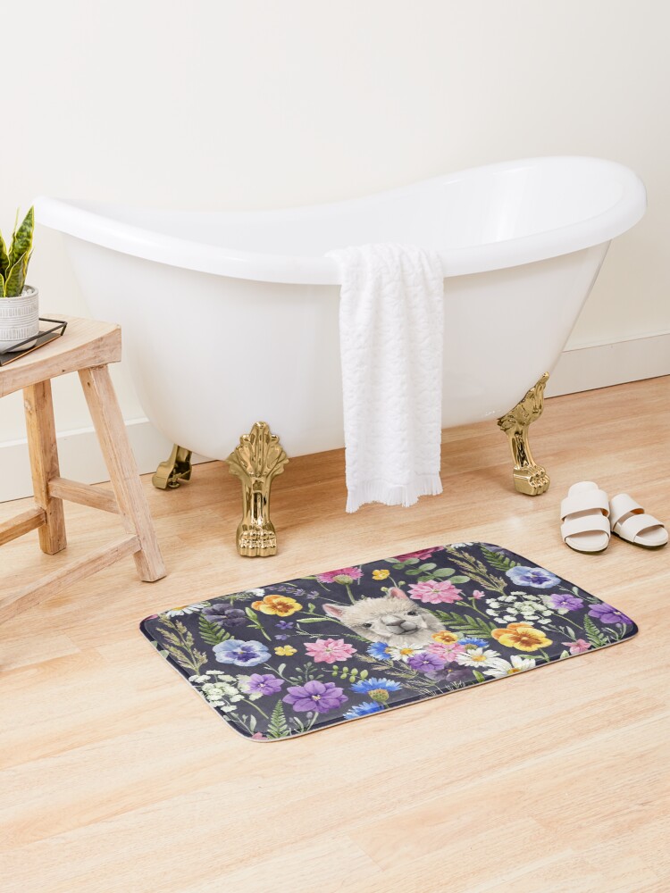 Thumbnail 1 of 6, Bath Mat, Wildflower Alpaca designed and sold by MeganSteer.