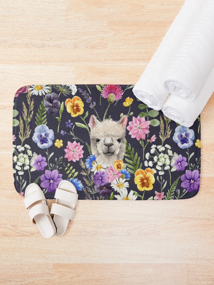 Thumbnail 2 of 6, Bath Mat, Wildflower Alpaca designed and sold by MeganSteer.